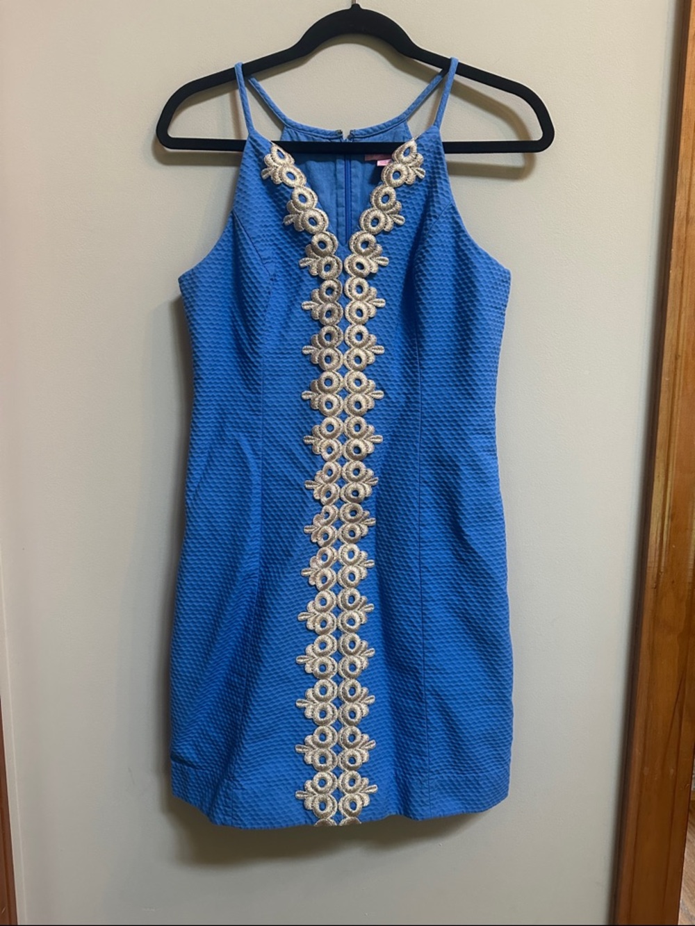 Lilly Pulitzer Blue Mini Dress with Cream Lace Trim